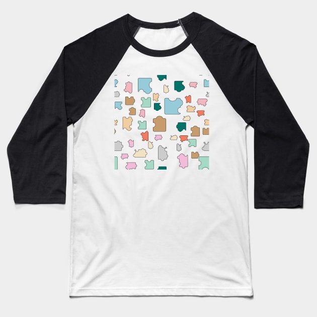 colorful puzzle pieces seamless pattern Baseball T-Shirt by maricetak